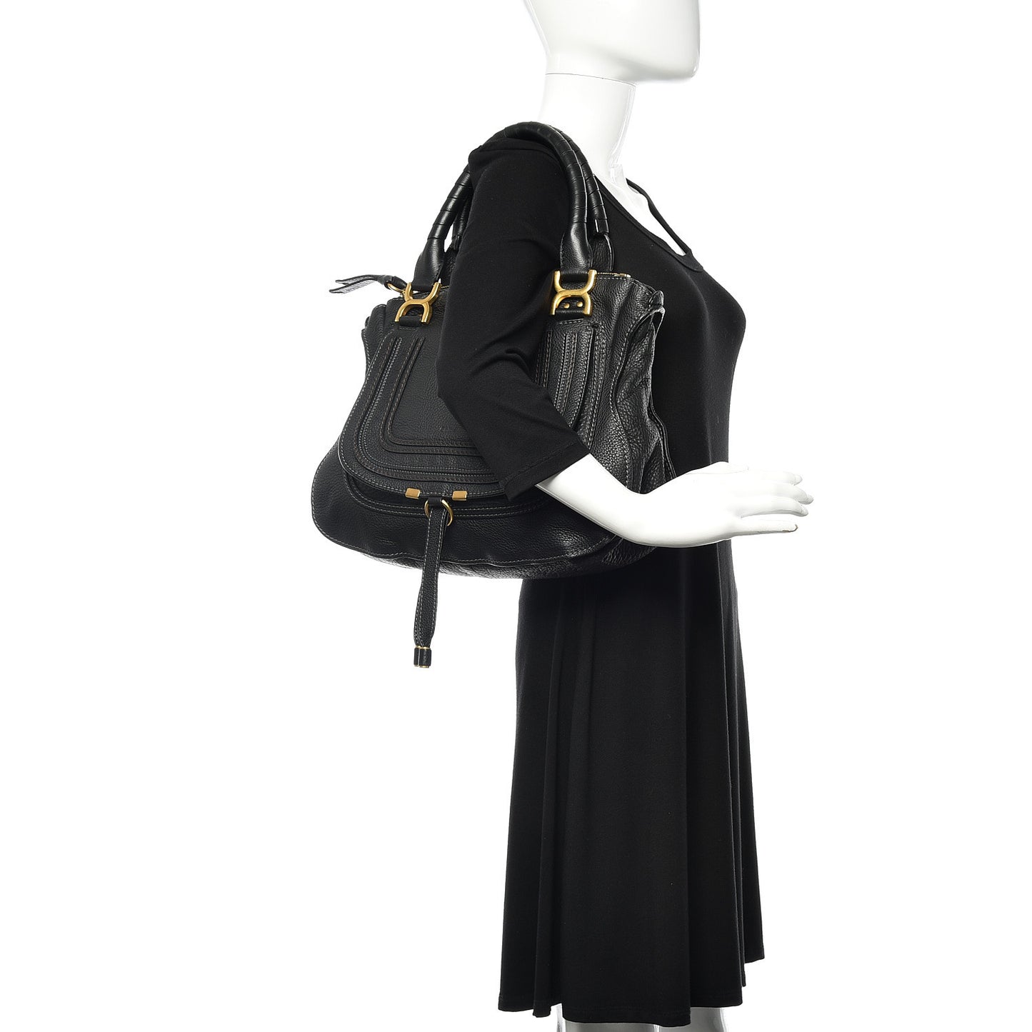 Calfskin Medium Marcie Satchel Black