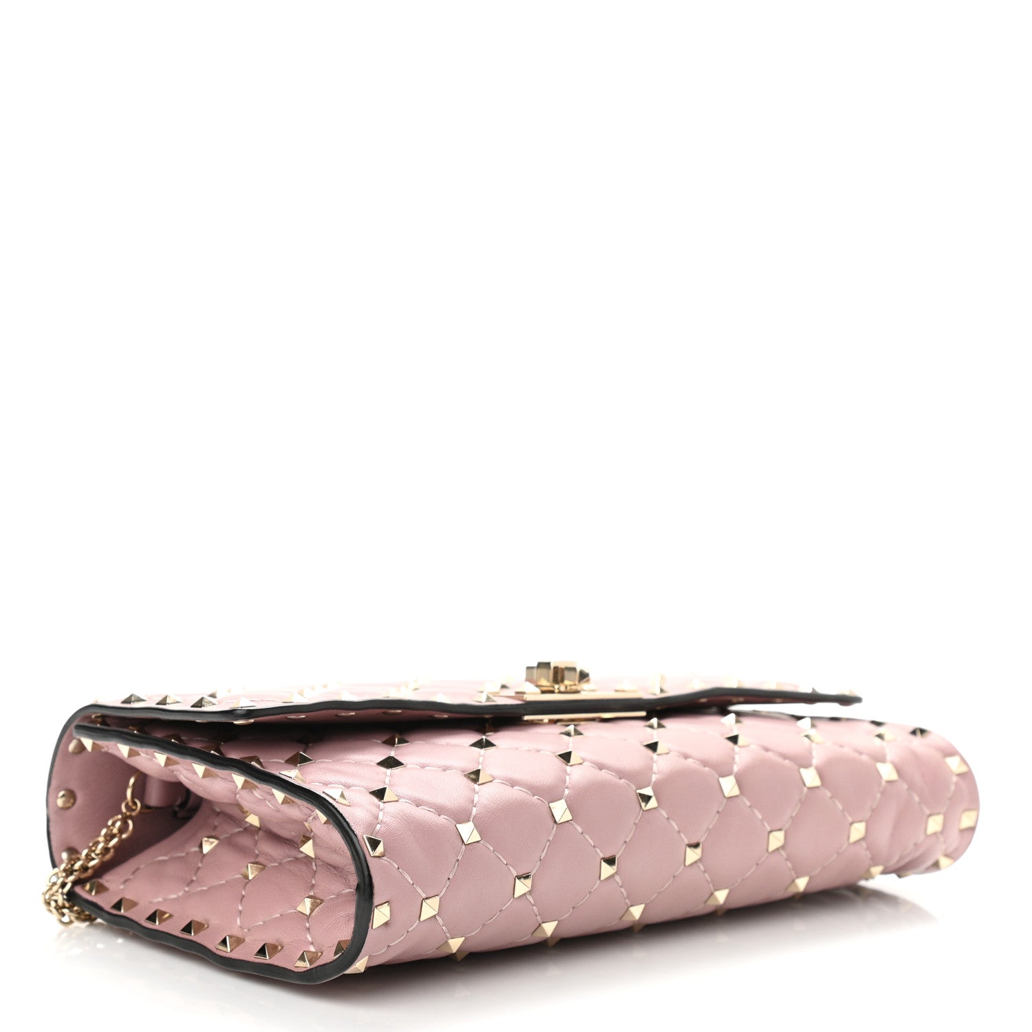 Valentino Garavani Nappa Rockstud Spike Wallet on Chain Water Rose 4 of 10
