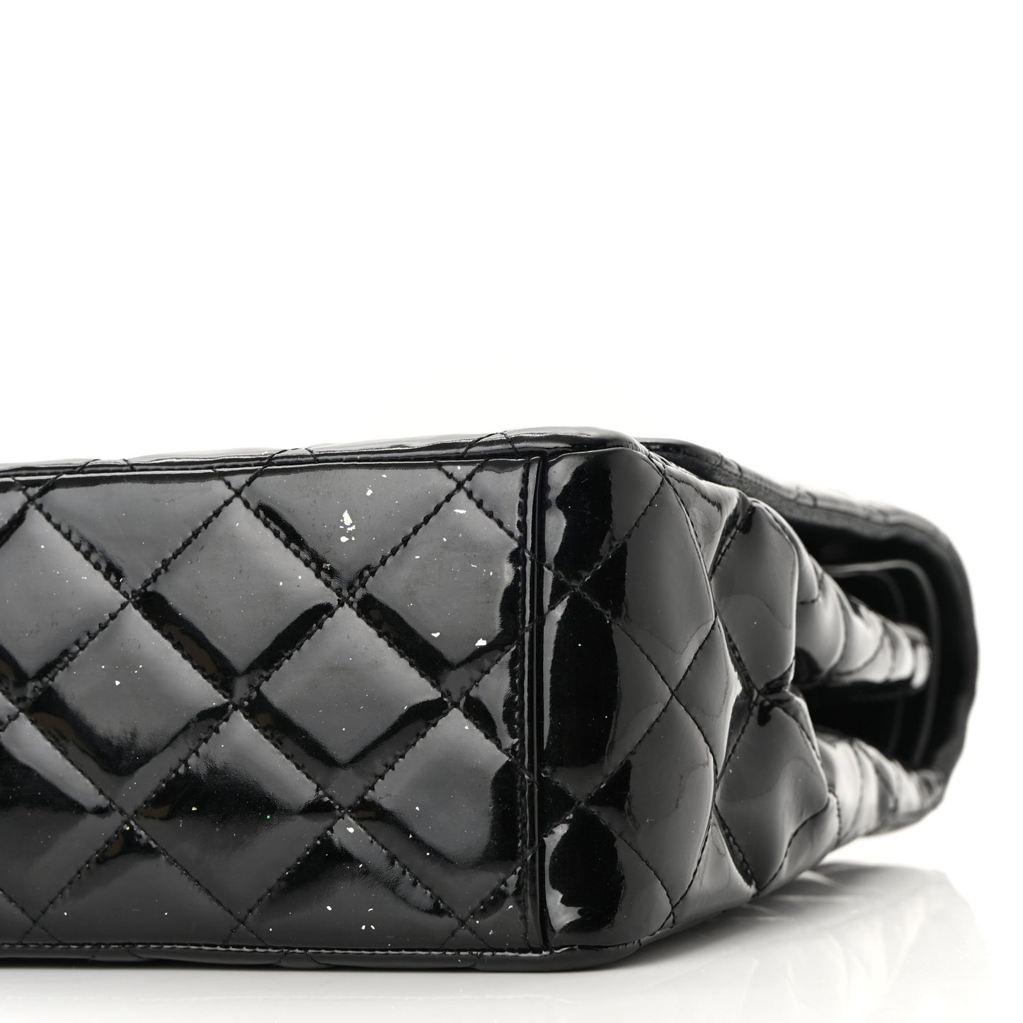 Patent Quilted Maxi Double Flap Black