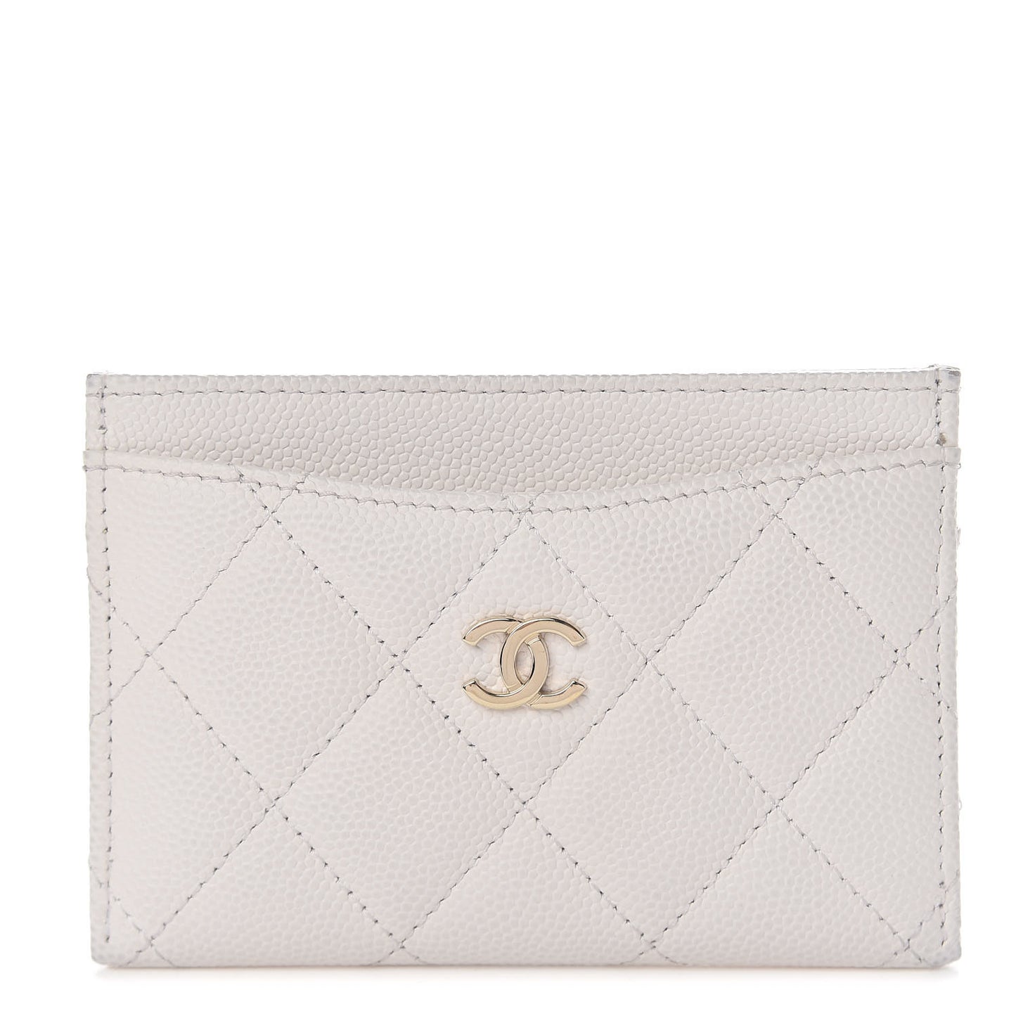Caviar Quilted Card Holder White