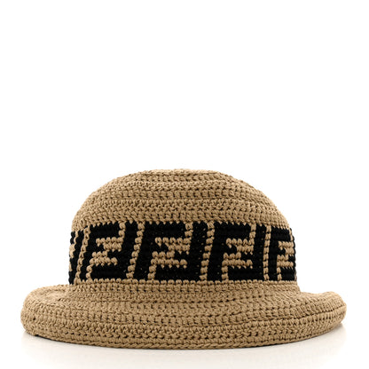 Fendi Cotton FF Woven Bucket Hat L Naturale Black 4 of 6