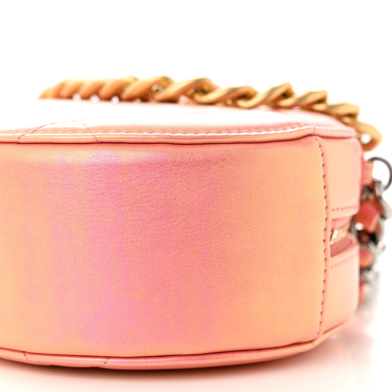 Chanel Iridescent Calfskin Quilted Chanel 19 Round Clutch With Chain Pink 10 of 10