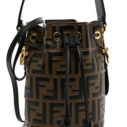Fendi Vitello Liberty F is Fendi Bi-Color FF 1974 Embossed Mini Mon Tresor Bucket Bag Maya Black 7 of 9