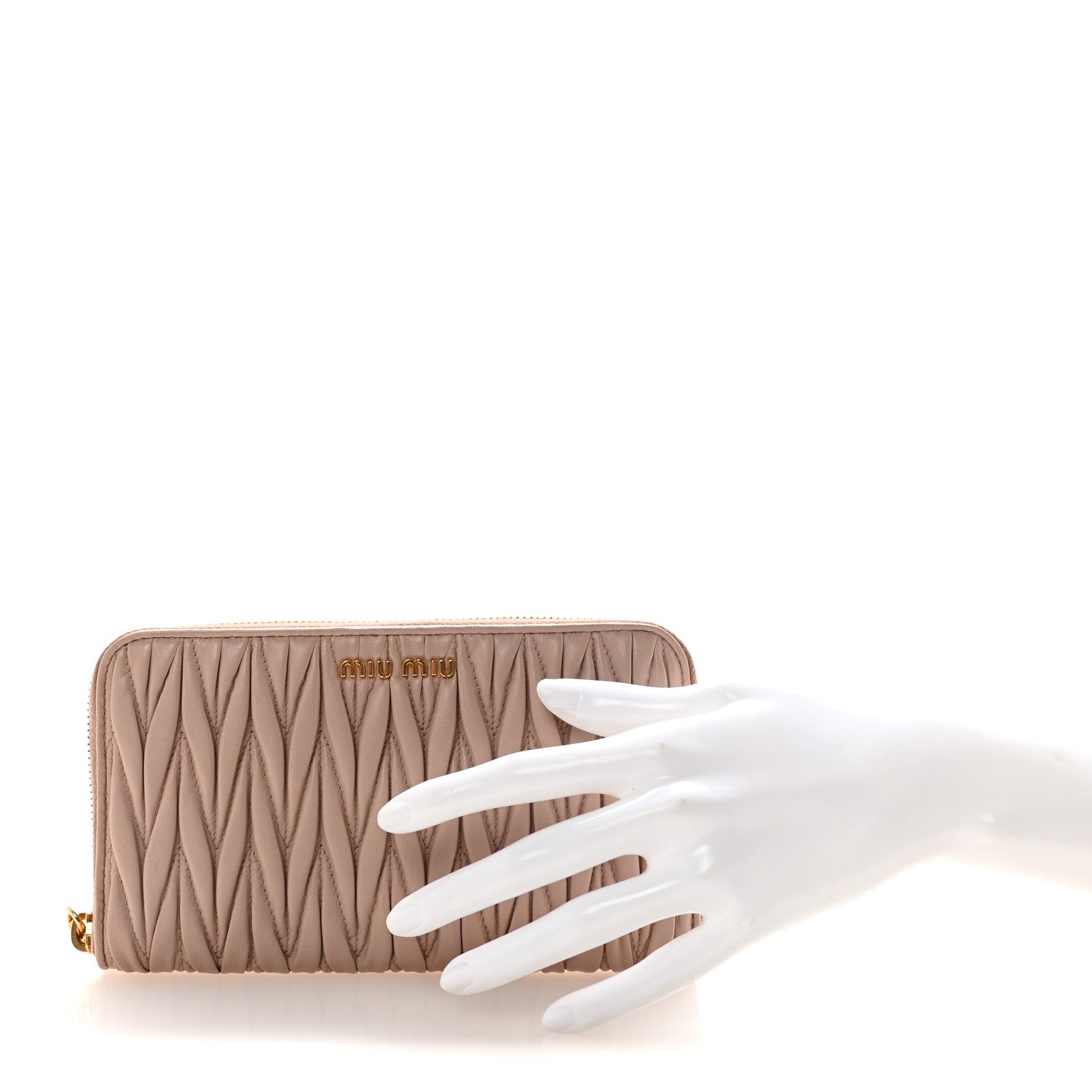Miu Miu Matelasse Zip Around Wallet Cammeo 2 of 7