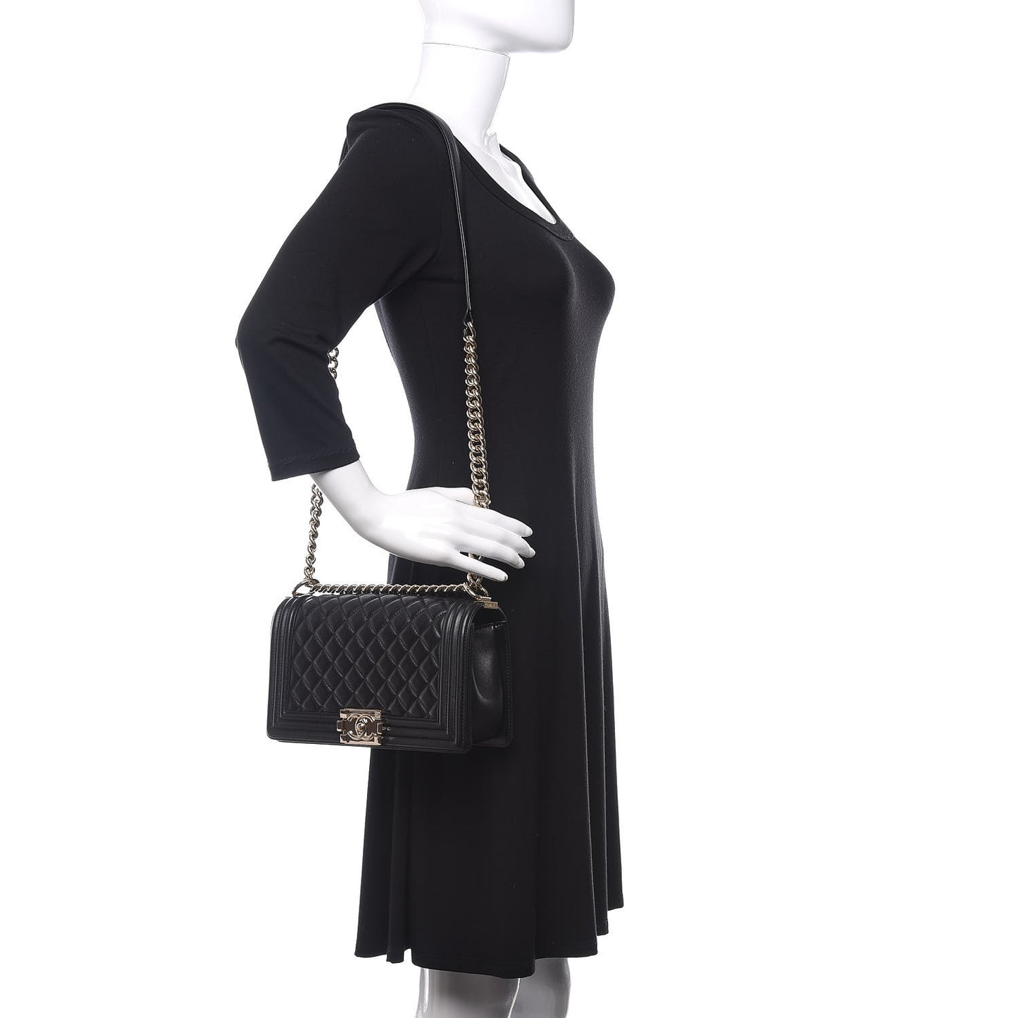 Lambskin Quilted Medium Boy Flap Black
