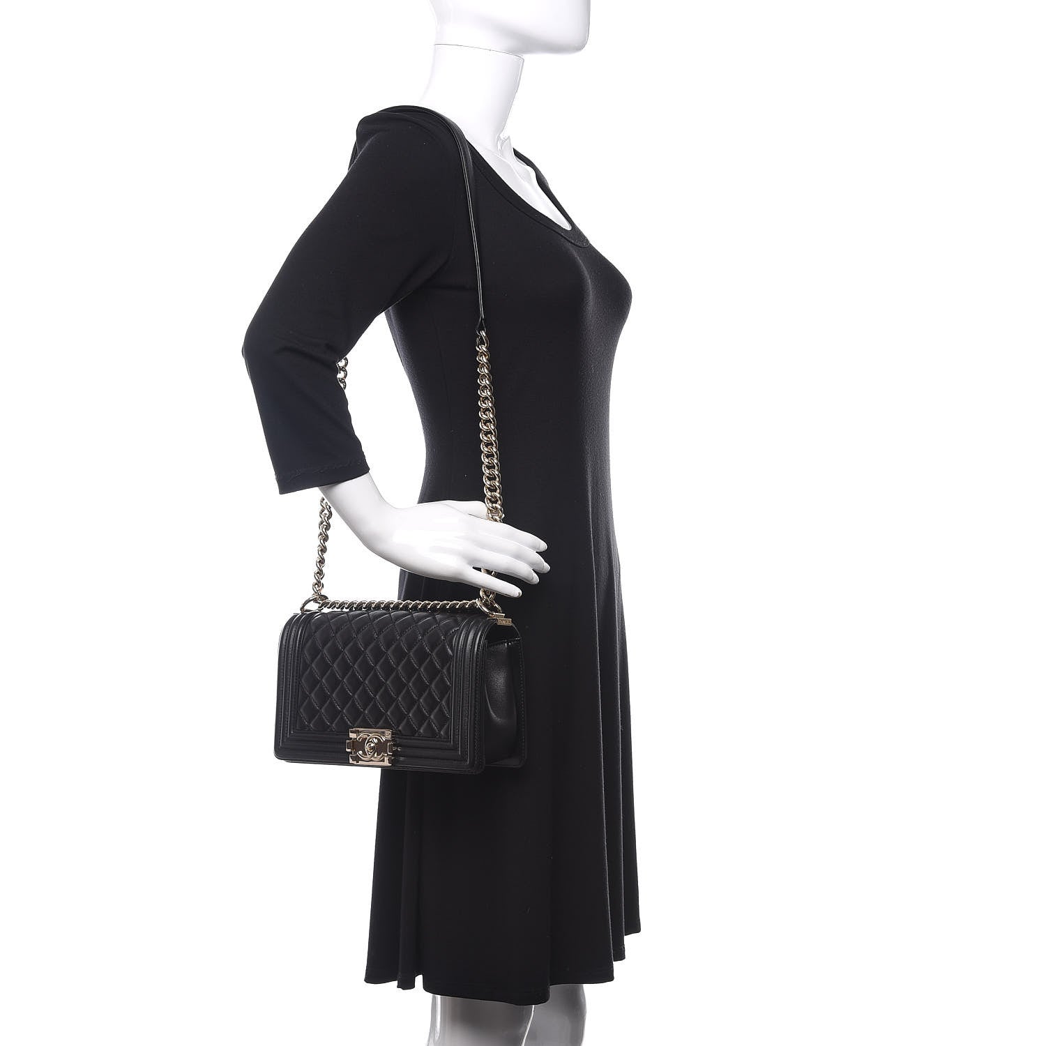 Chanel Lambskin Quilted Medium Boy Flap Black 2 of 12