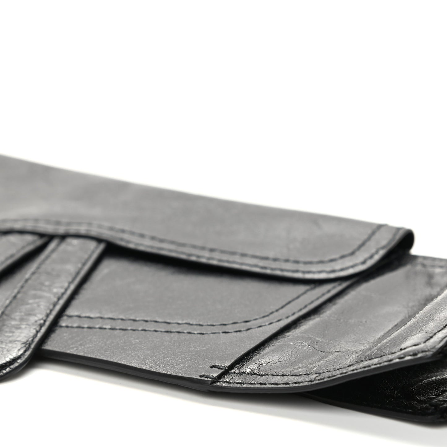 Crinkled Lambskin 135mm Saddle Belt Black