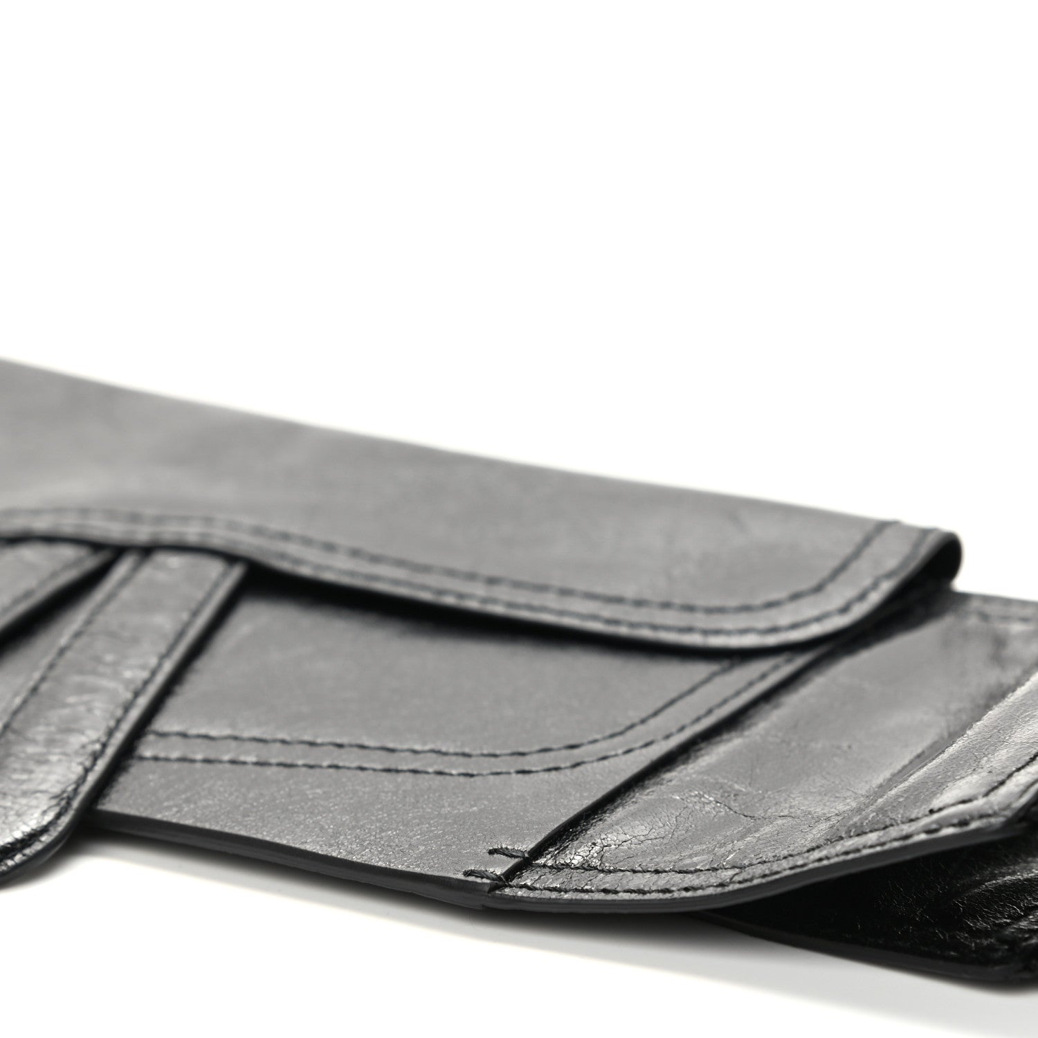 Christian Dior Crinkled Lambskin 135mm Saddle Belt Black 9 of 11
