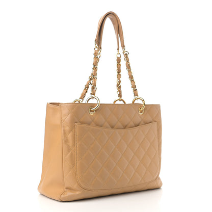 Chanel Caviar Quilted Grand Shopping Tote GST Beige 3 of 19