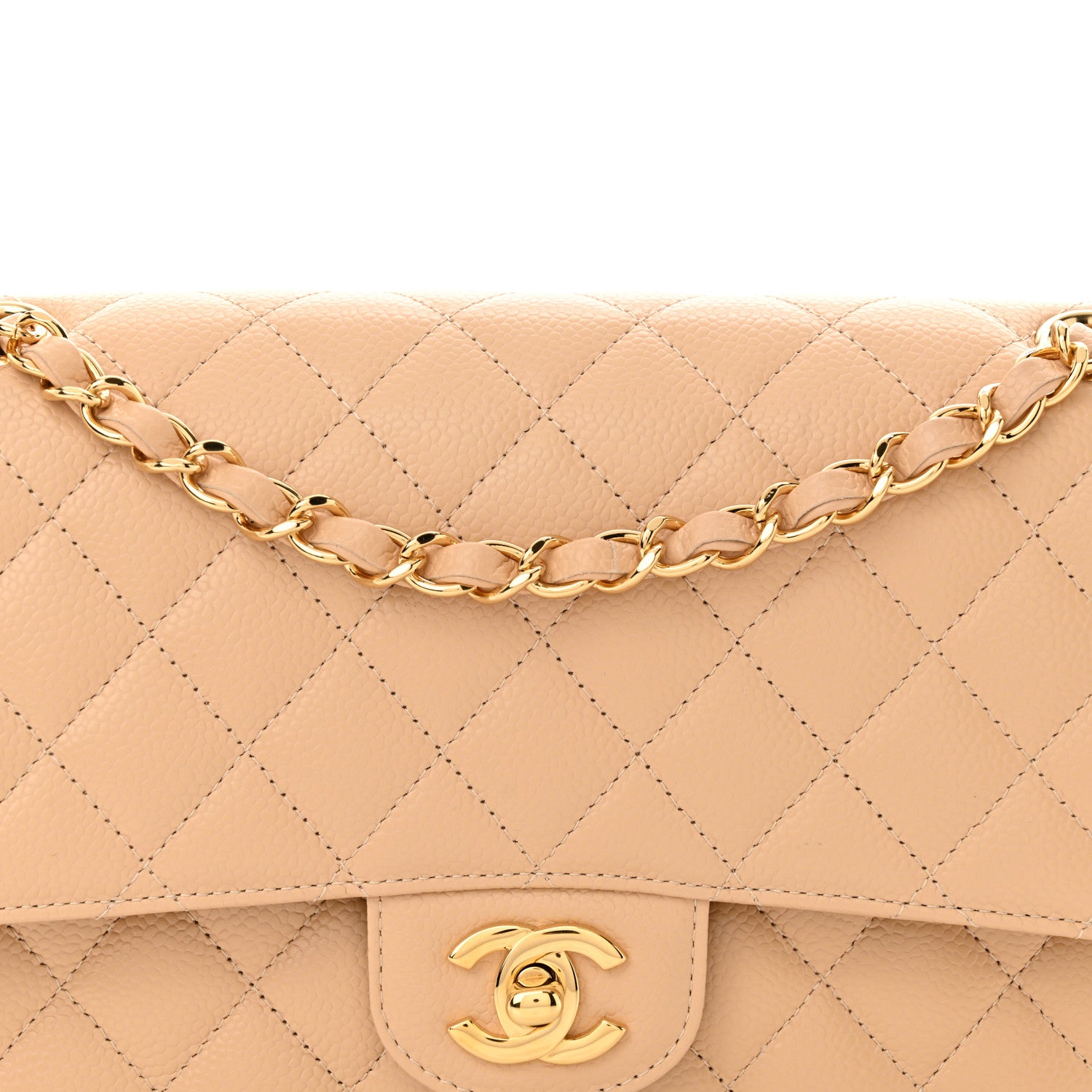 Chanel Caviar Quilted Medium Double Flap Beige 8 of 11