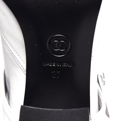 Chanel Lambskin Goatskin Cap Toe Boots 37 White Black 9 of 11