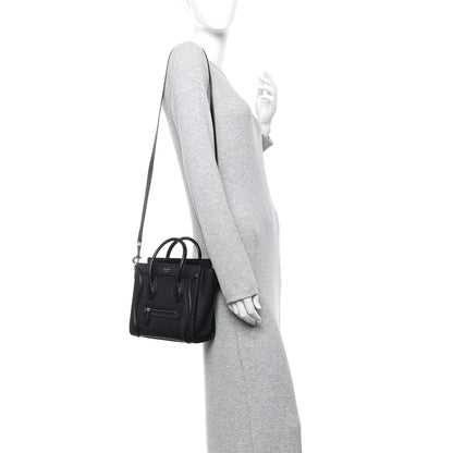 Celine Drummed Calfskin Nano Luggage Black 2 of 13