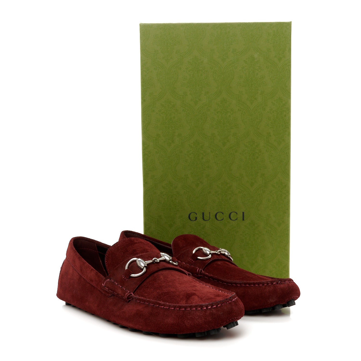 Gucci Suede Mens Horsebit Driver Loafers 8.5 Muse Burgundy 10 of 10