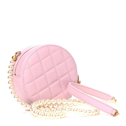 Chanel Calfskin Quilted Pearl Round Clutch With Chain Light Pink 2 of 4