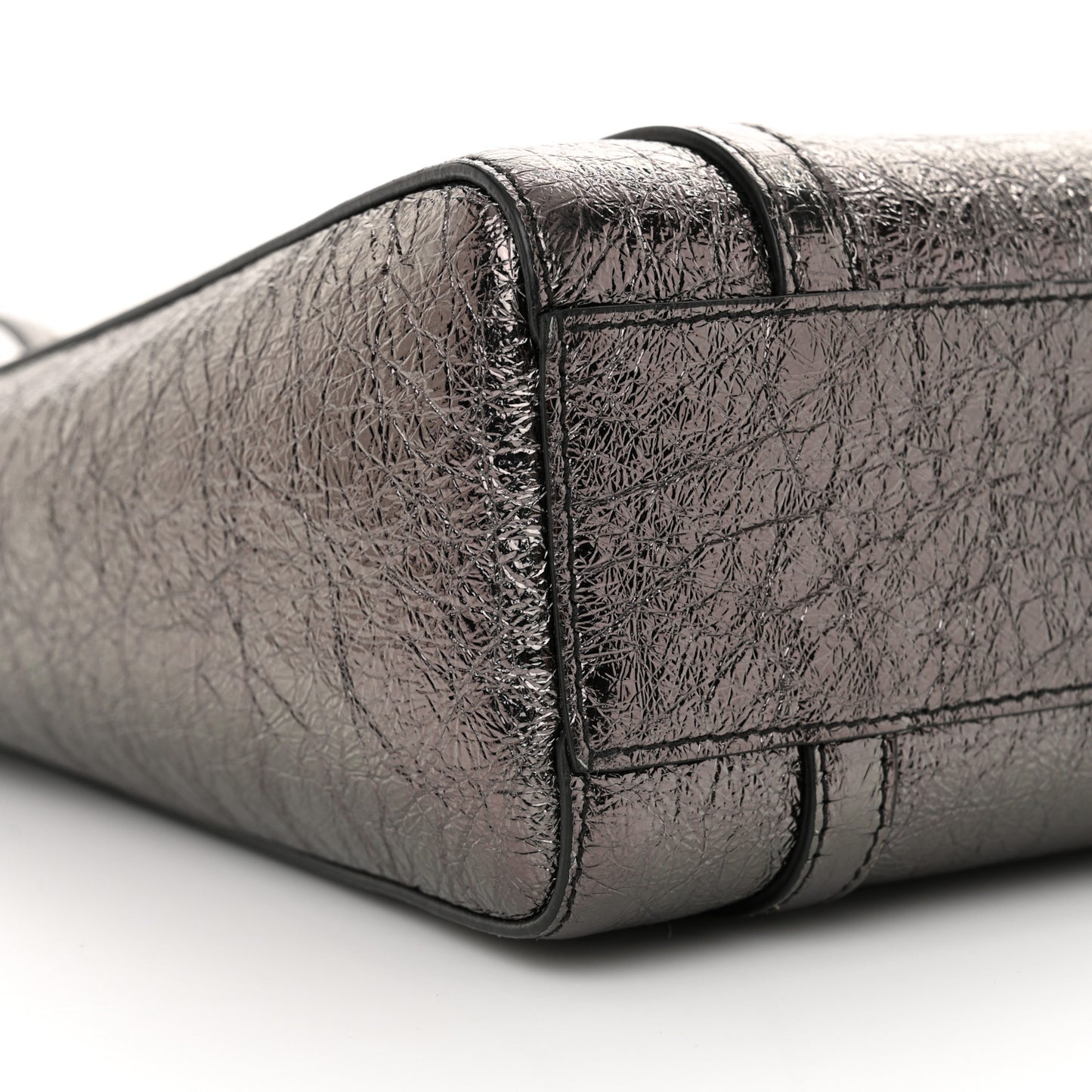 Metallic Textured Calfskin Logo Everyday Tote Black