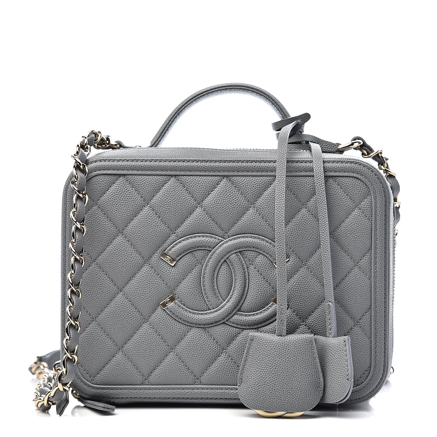 Chanel Caviar Quilted Medium CC Filigree Vanity Case Grey 1 of 11
