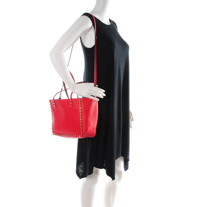 Valentino Garavani Pebbled Calfskin Small Rockstud Reversible Tote Light Cuir Rosso Valentino 2 of 7