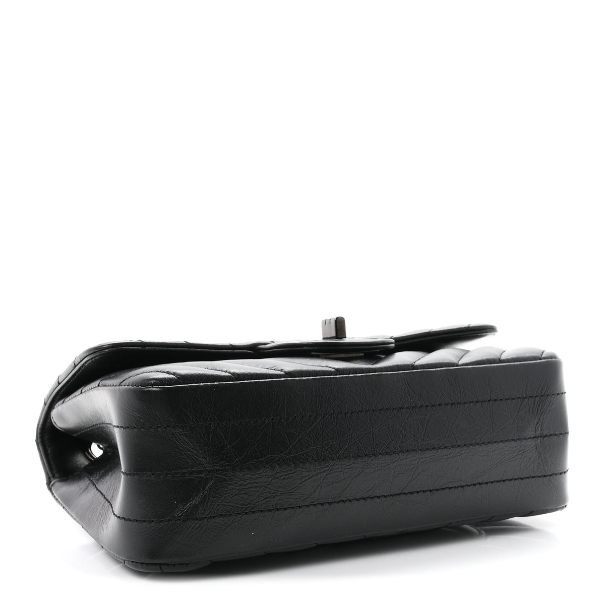Aged Calfskin Chevron Quilted 2.55 Reissue Mini Flap So Black