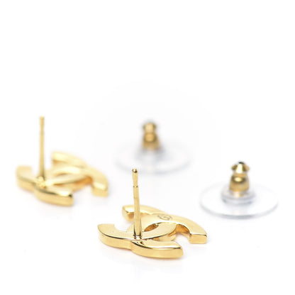 Chanel Metal CC Paris Button Stud Earrings Gold 3 of 5