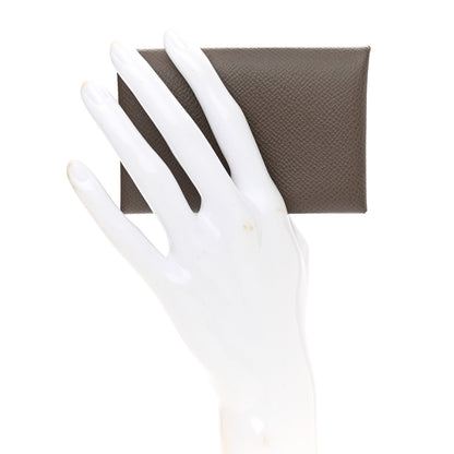 Hermes Epsom Verso Calvi Card Case Etain Vert Criquet 2 of 8