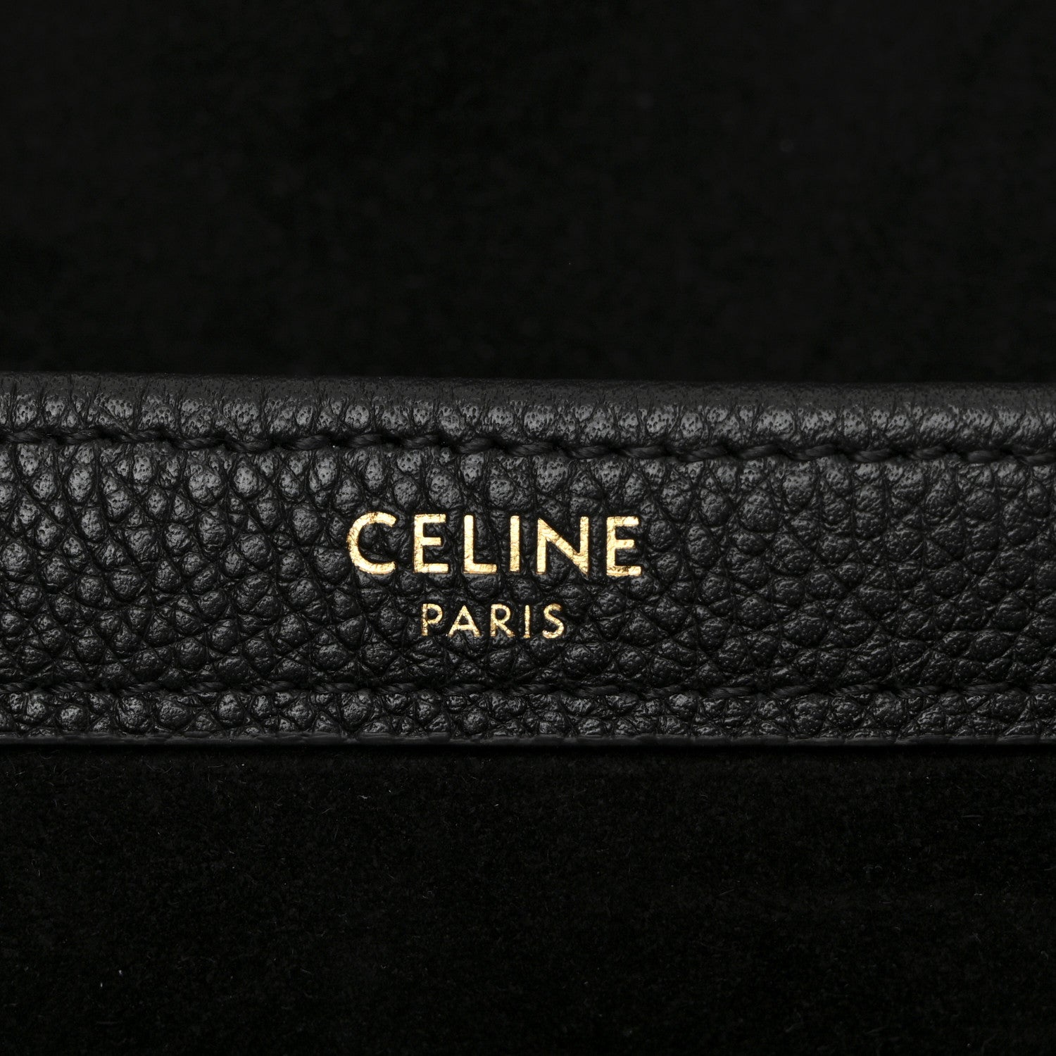 Celine Calfskin Cuir Triomphe Cabas Drawstring Black 6 of 9