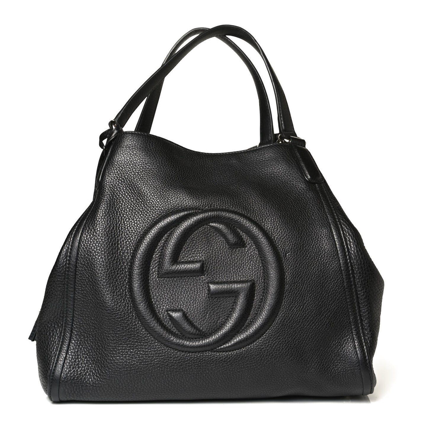 Pebbled Calfskin Medium Soho Shoulder Bag Black