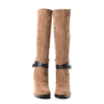 Hermes Suede Belted Boots 37.5 Brown 2 of 8