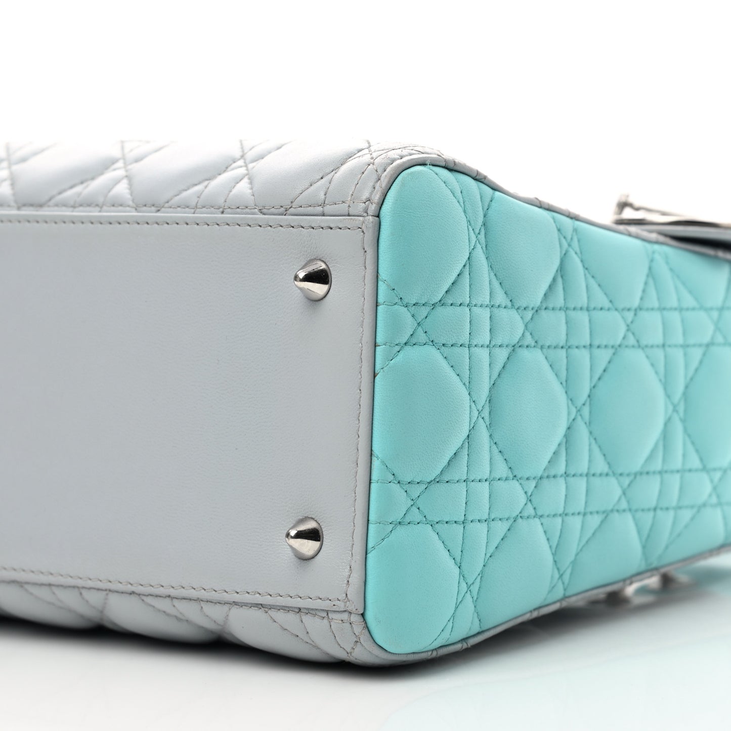 Lambskin Cannage Medium Bi-Color Lady Dior Grey Turquoise