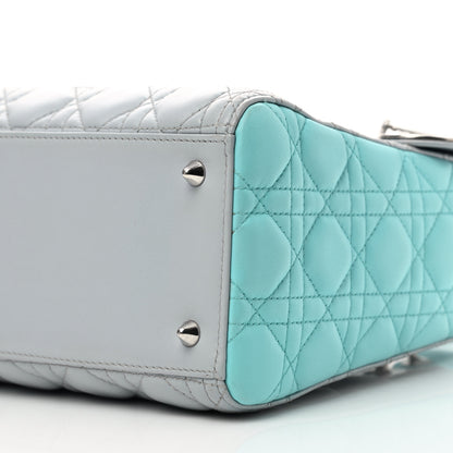 Christian Dior Lambskin Cannage Medium Bi-Color Lady Dior Grey Turquoise 10 of 10
