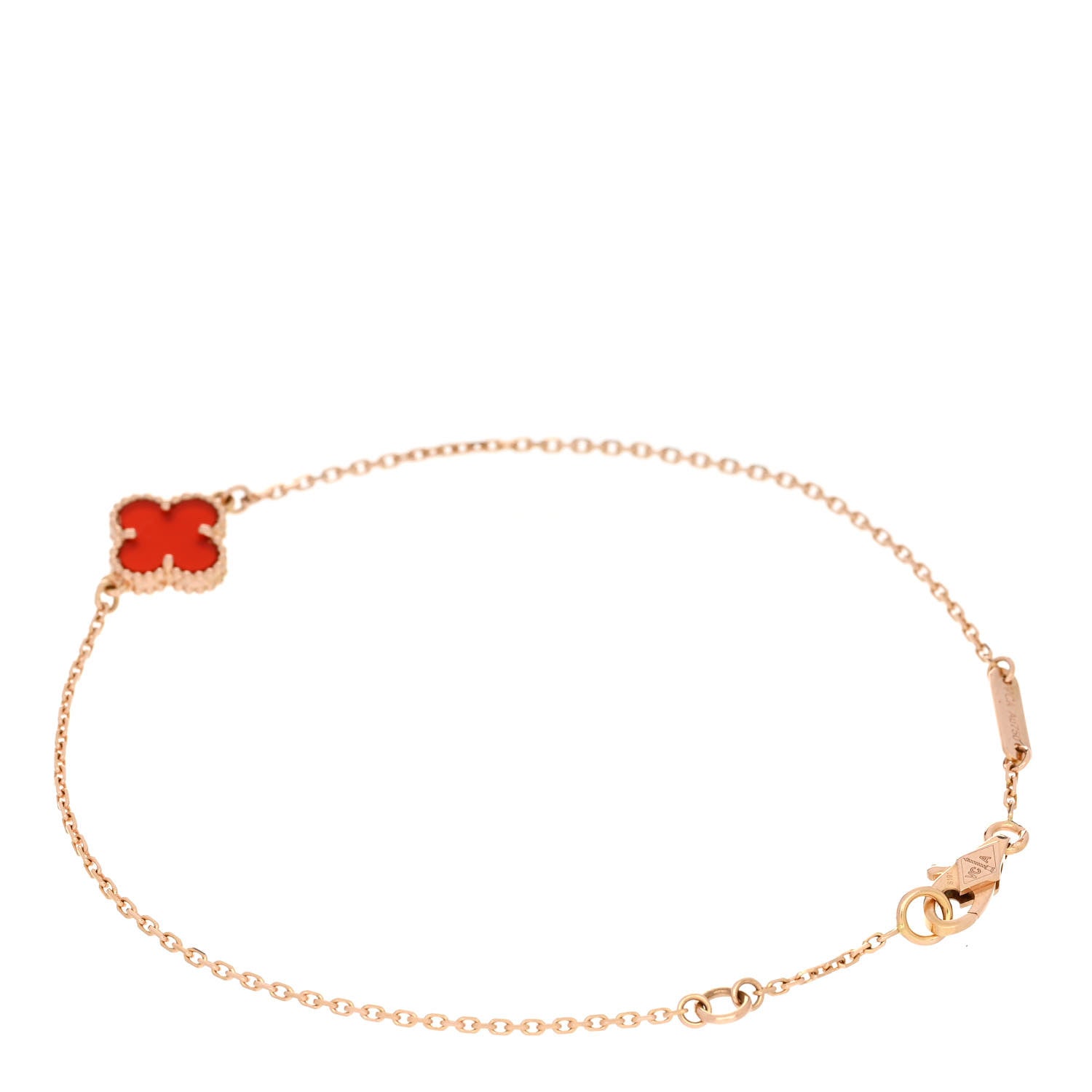 Van Cleef & Arpels 18K Rose Gold Carnelian Sweet Alhambra Bracelet 2 of 5