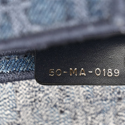 Christian Dior Oblique Embroidered Saddle Bag Denim Blue 7 of 10