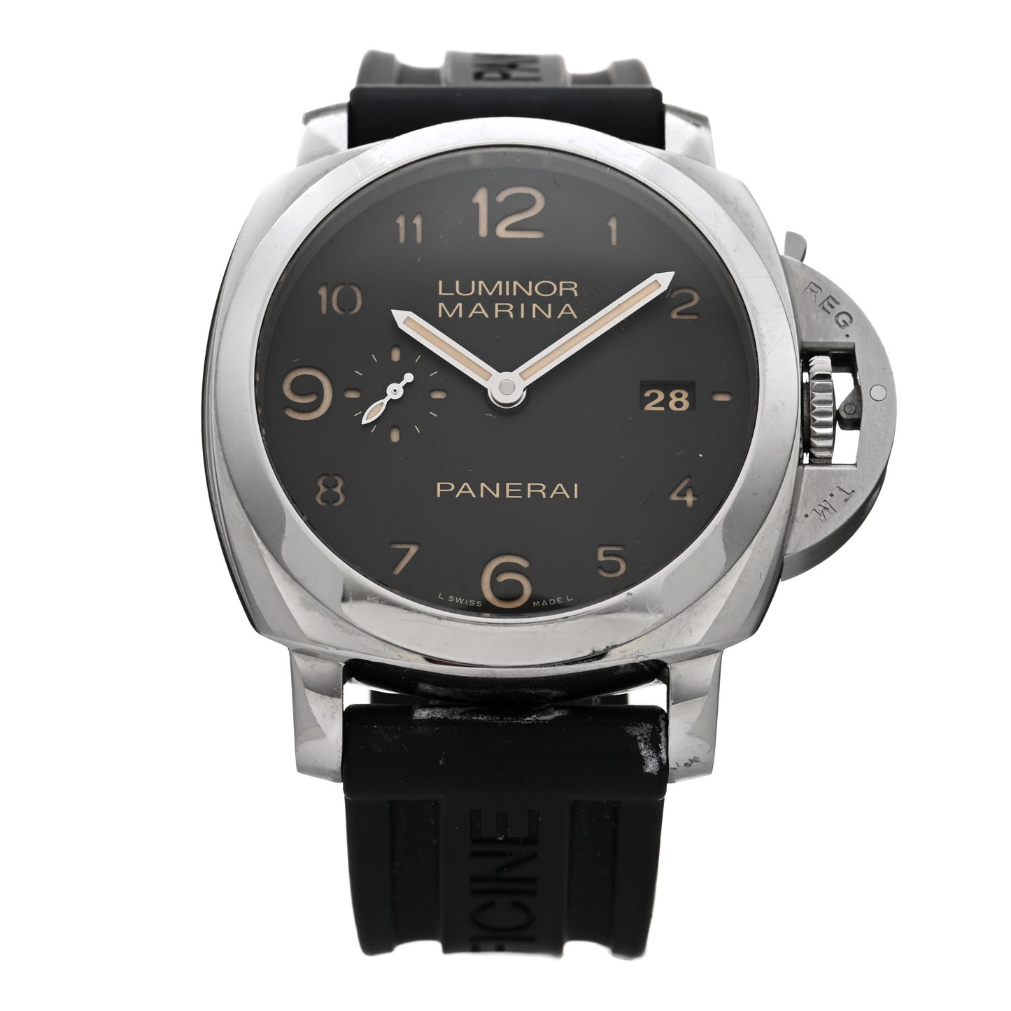 Stainless Steel Rubber 44mm Luminor Marina 1950 Automatic Watch Black PAM00359