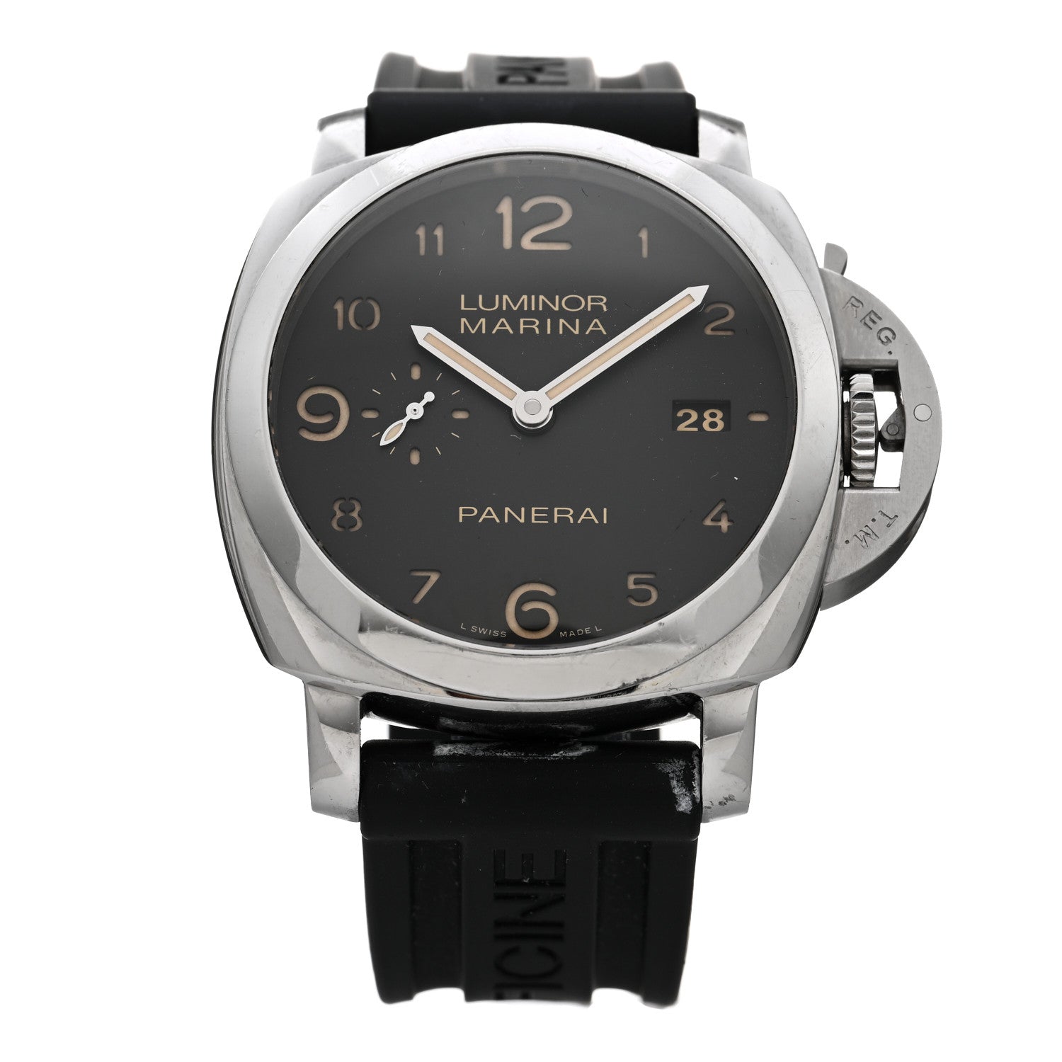 Panerai Stainless Steel Rubber 44mm Luminor Marina 1950 Automatic Watch Black PAM00359 1 of 5