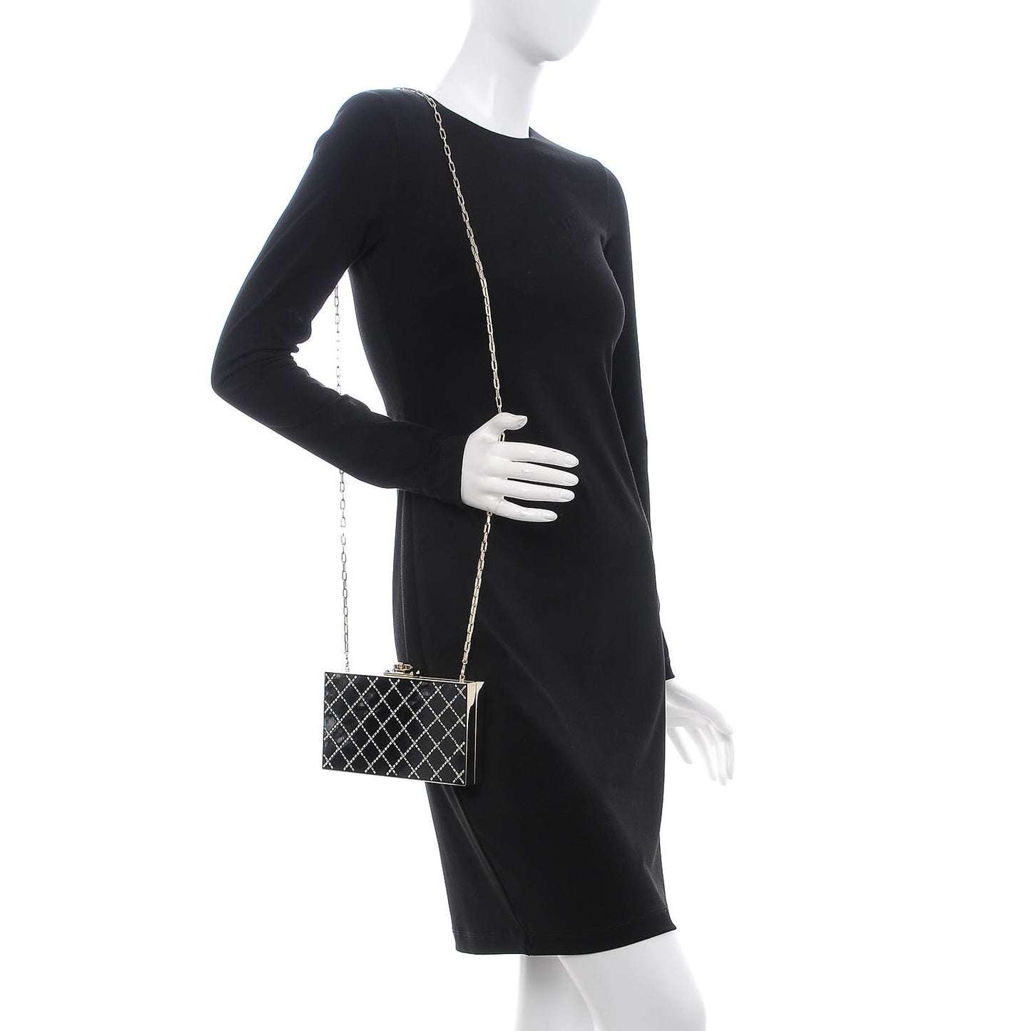Swarovski Crystal Minaudiere Box Clutch Black