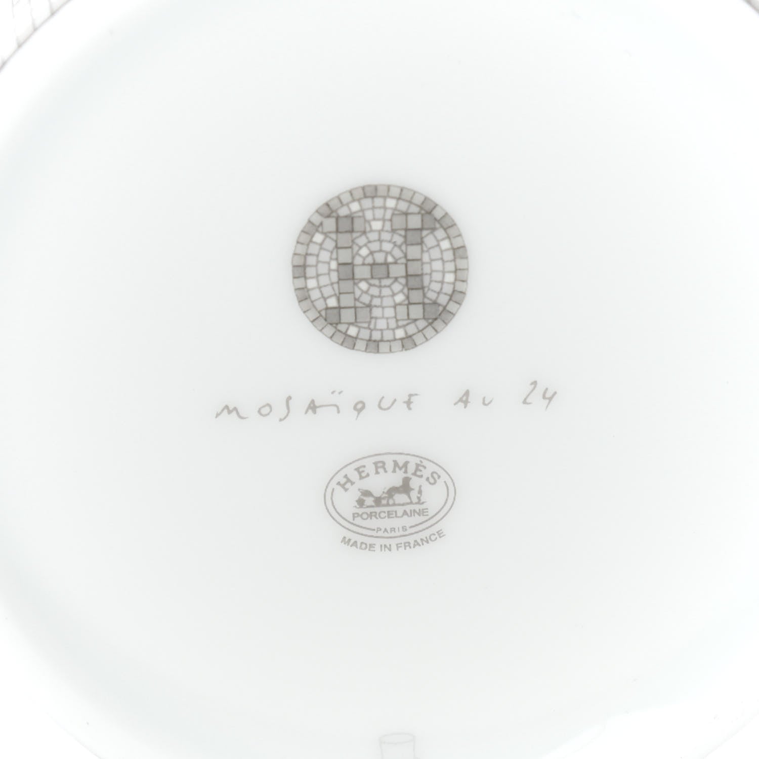 Hermes Porcelain 24 Mosaique Teapot Cup Set Platinum 11 of 11