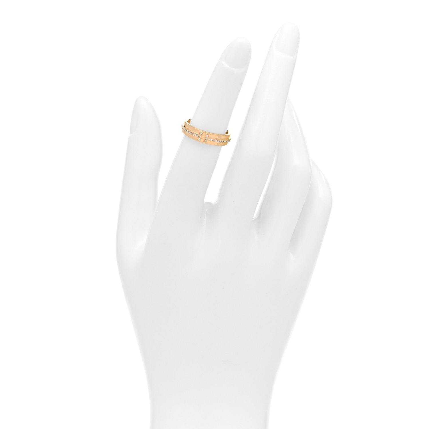 Tiffany 18K Rose Gold Diamond Narrow T Two Ring 49 5 2 of 4