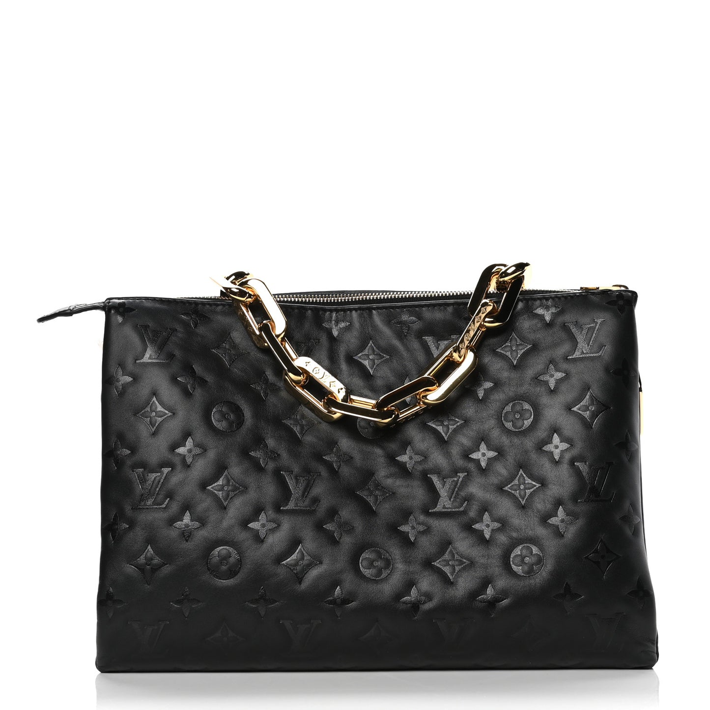 Lambskin Embossed Monogram Coussin MM Black