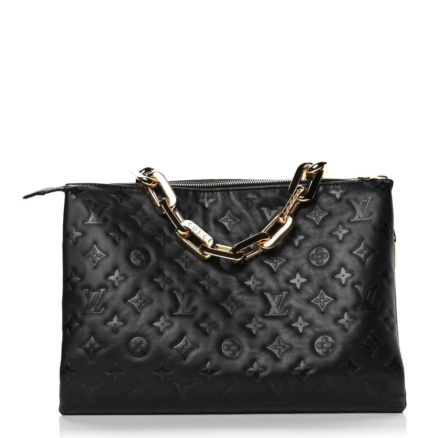 Louis Vuitton Lambskin Embossed Monogram Coussin MM Black 2 of 6