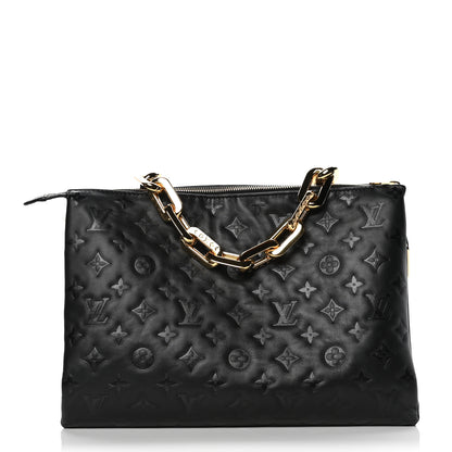 Louis Vuitton Lambskin Embossed Monogram Coussin MM Black 2 of 6