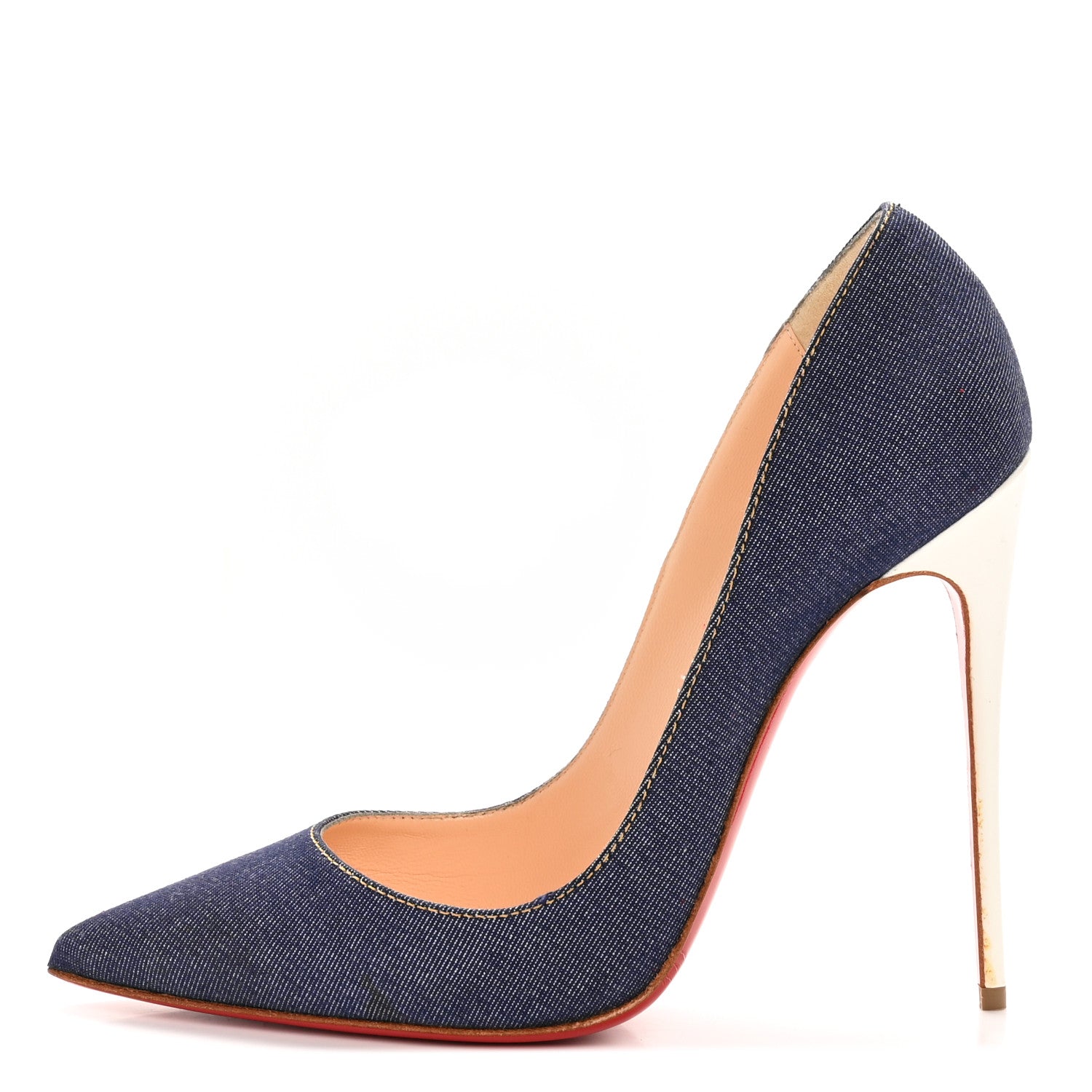Christian Louboutin Denim Jazz Calf So Kate 120 Pumps 40 Blue White 1 of 10