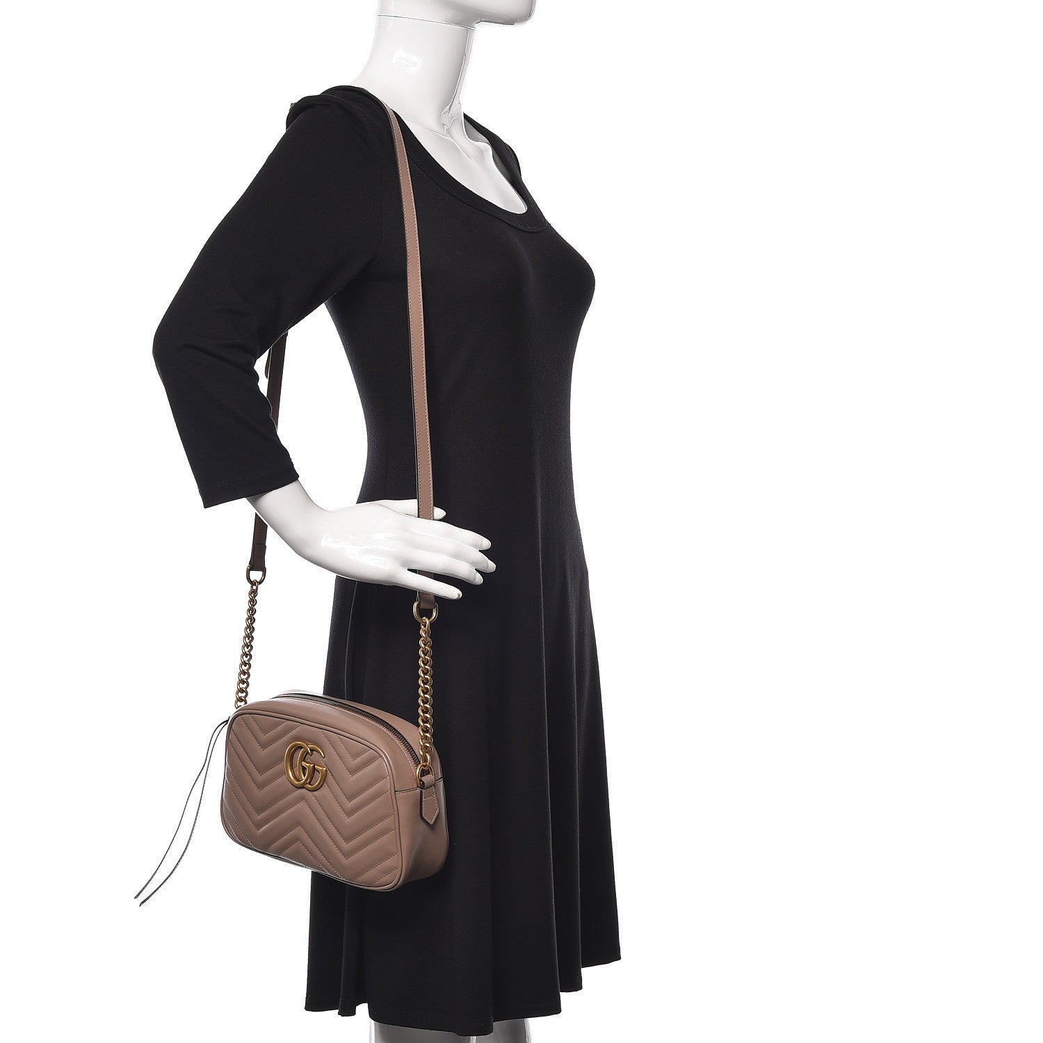 Gucci Calfskin Matelasse Small GG Marmont Chain Shoulder Bag Porcelain Rose 2 of 10
