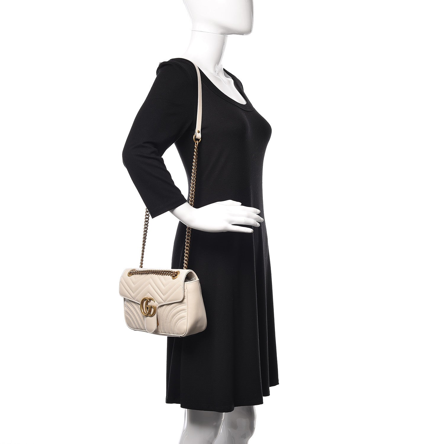 Gucci Calfskin Matelasse Small GG Marmont Shoulder Bag White 2 of 12