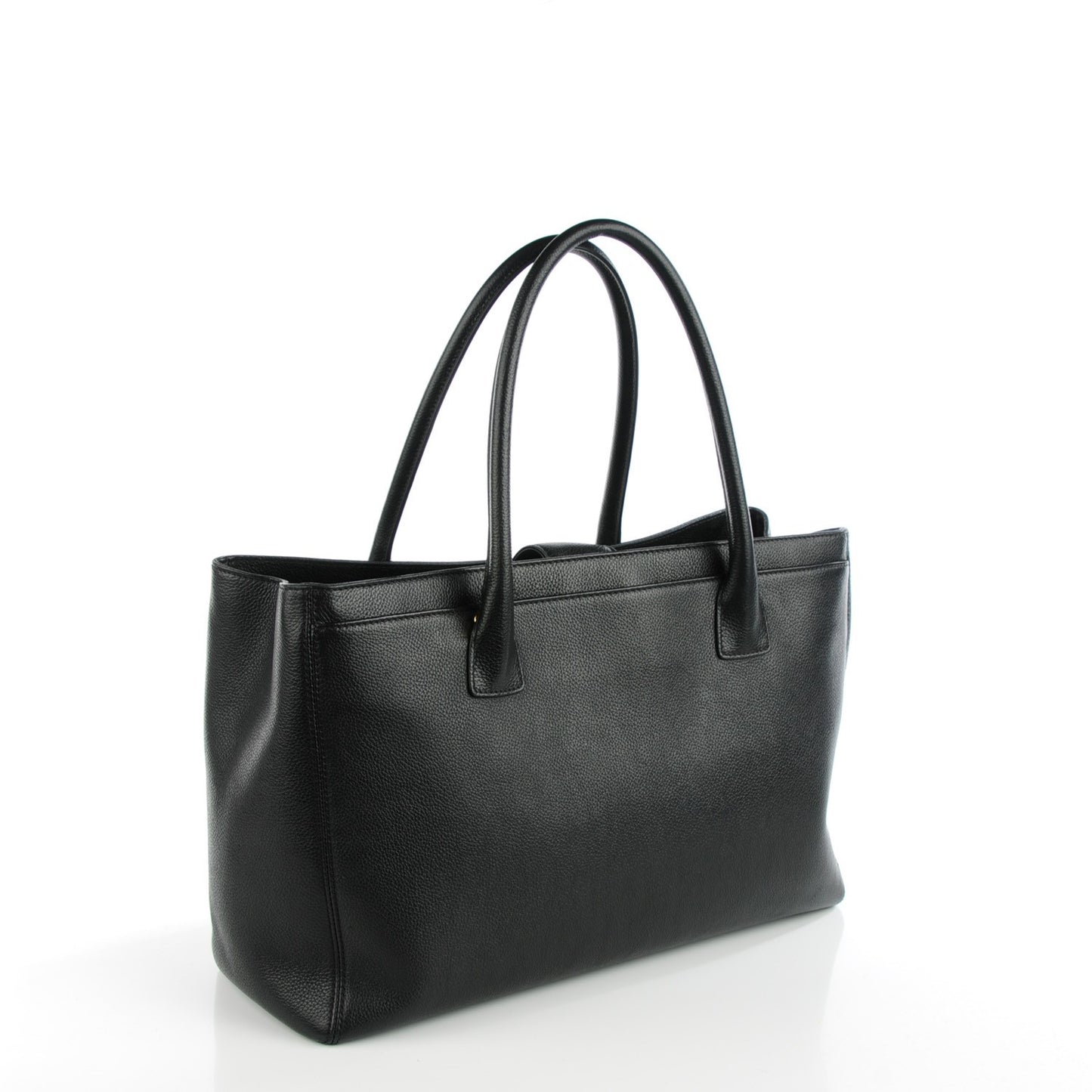 Calfskin Cerf Executive Shopper Tote Black