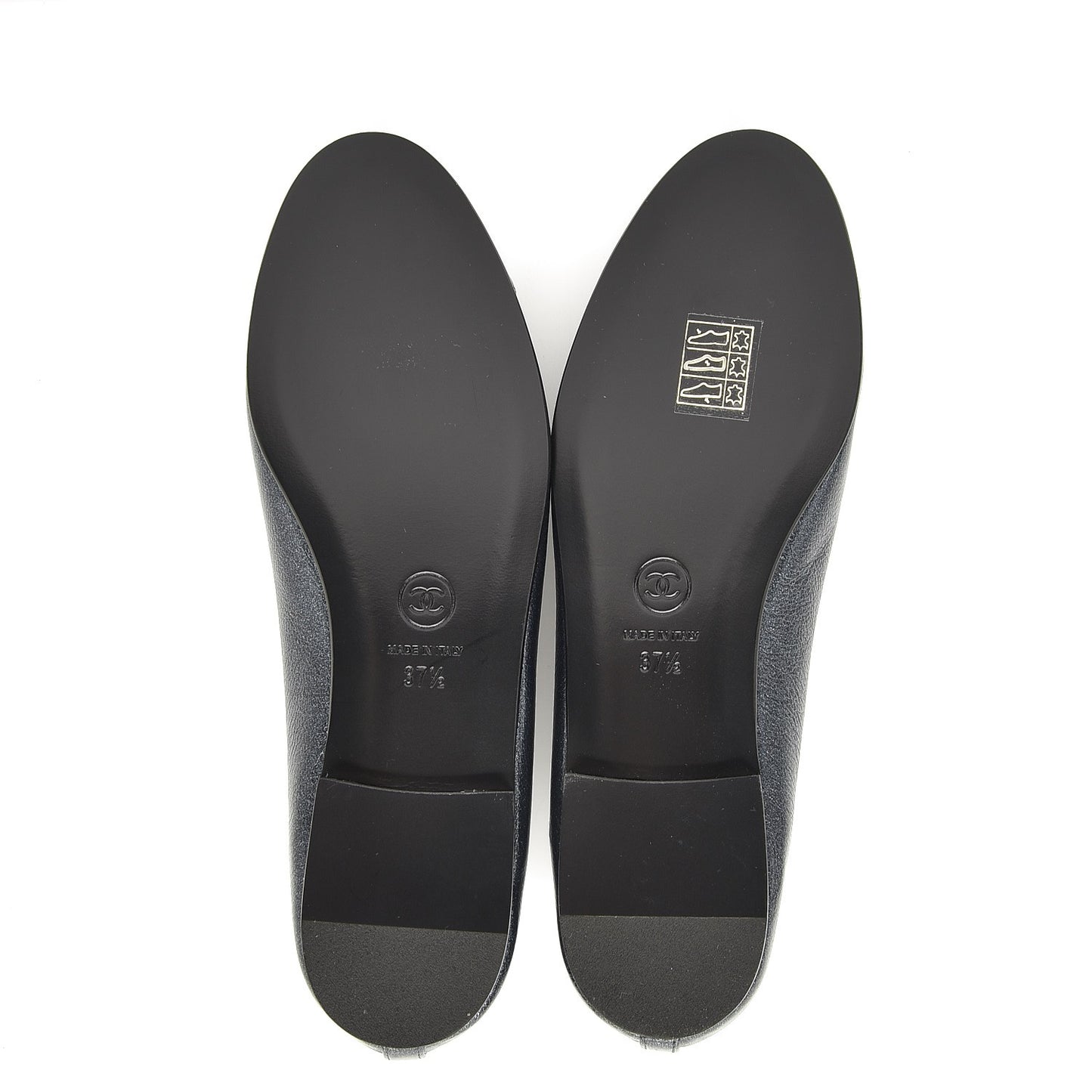 Metallic Calfskin Cap Toe Ballerina Flats 37.5 Silver
