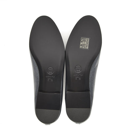 Chanel Metallic Calfskin Cap Toe Ballerina Flats 37.5 Silver 5 of 10