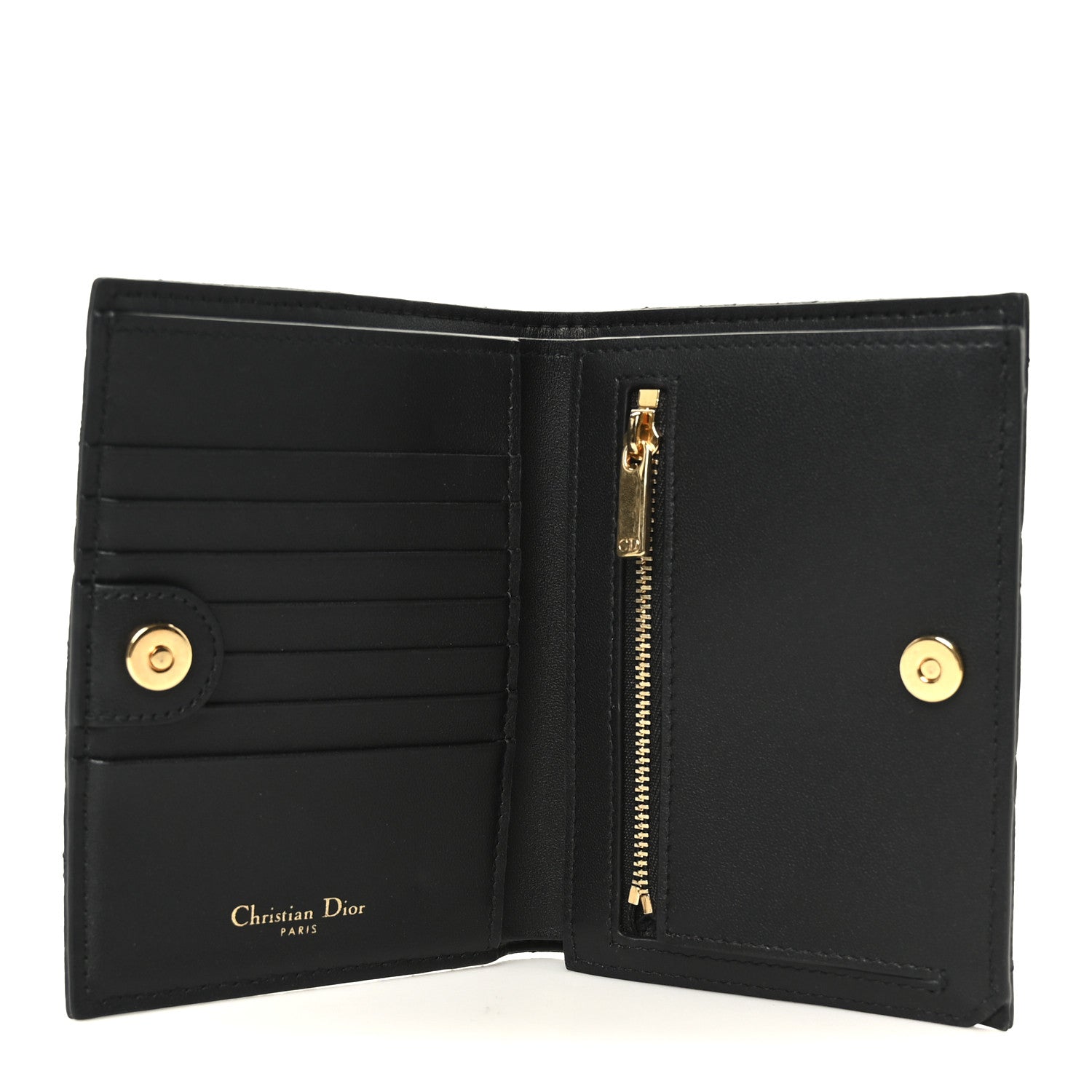 Christian Dior Supple Calfskin Cannage Caro Slim Wallet Black 6 of 9
