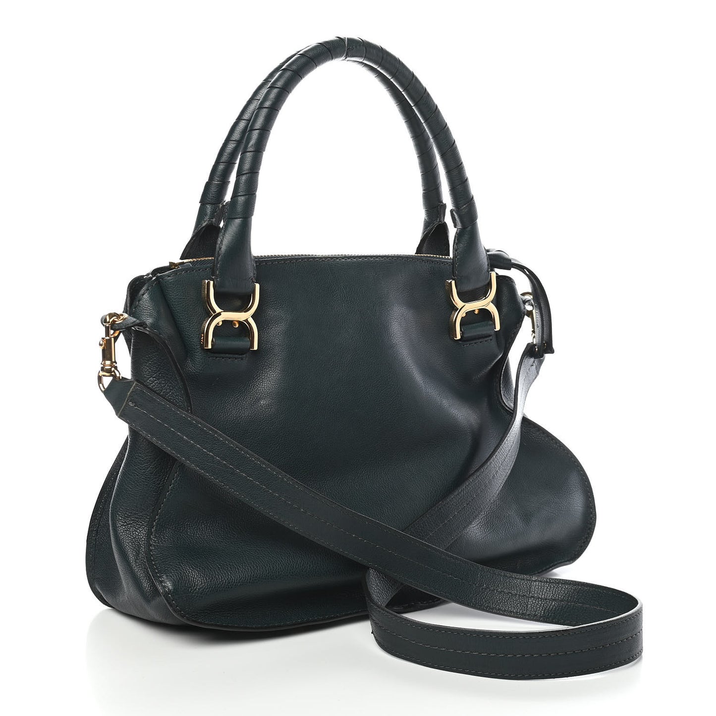 Natural Grain Calfskin Medium Marcie Satchel Teal