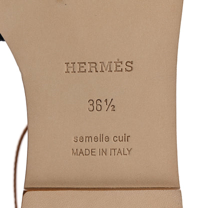Hermes Denim Santorini Sandals 36.5 Bleu Brut Gold 7 of 8