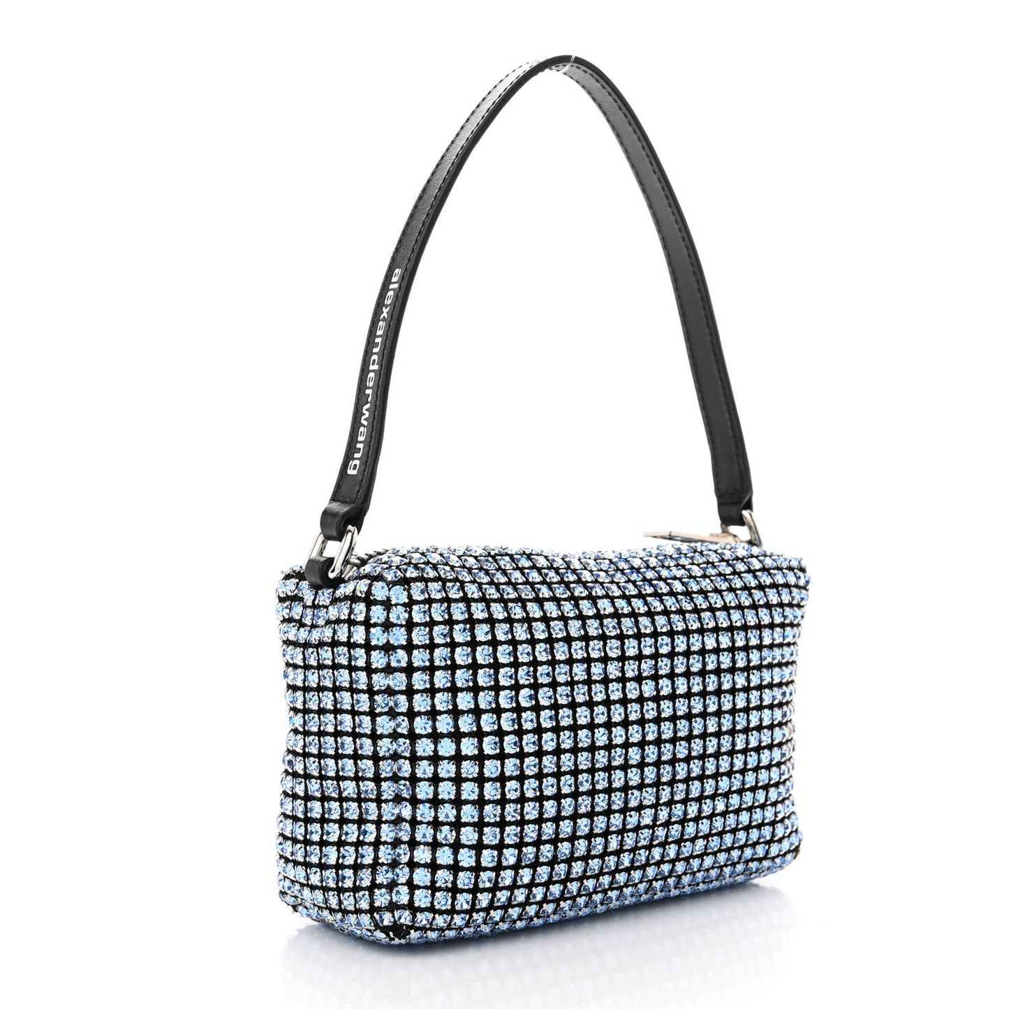 Mesh Crystal Rhinestone Mini Heiress Pouch Baby Blue