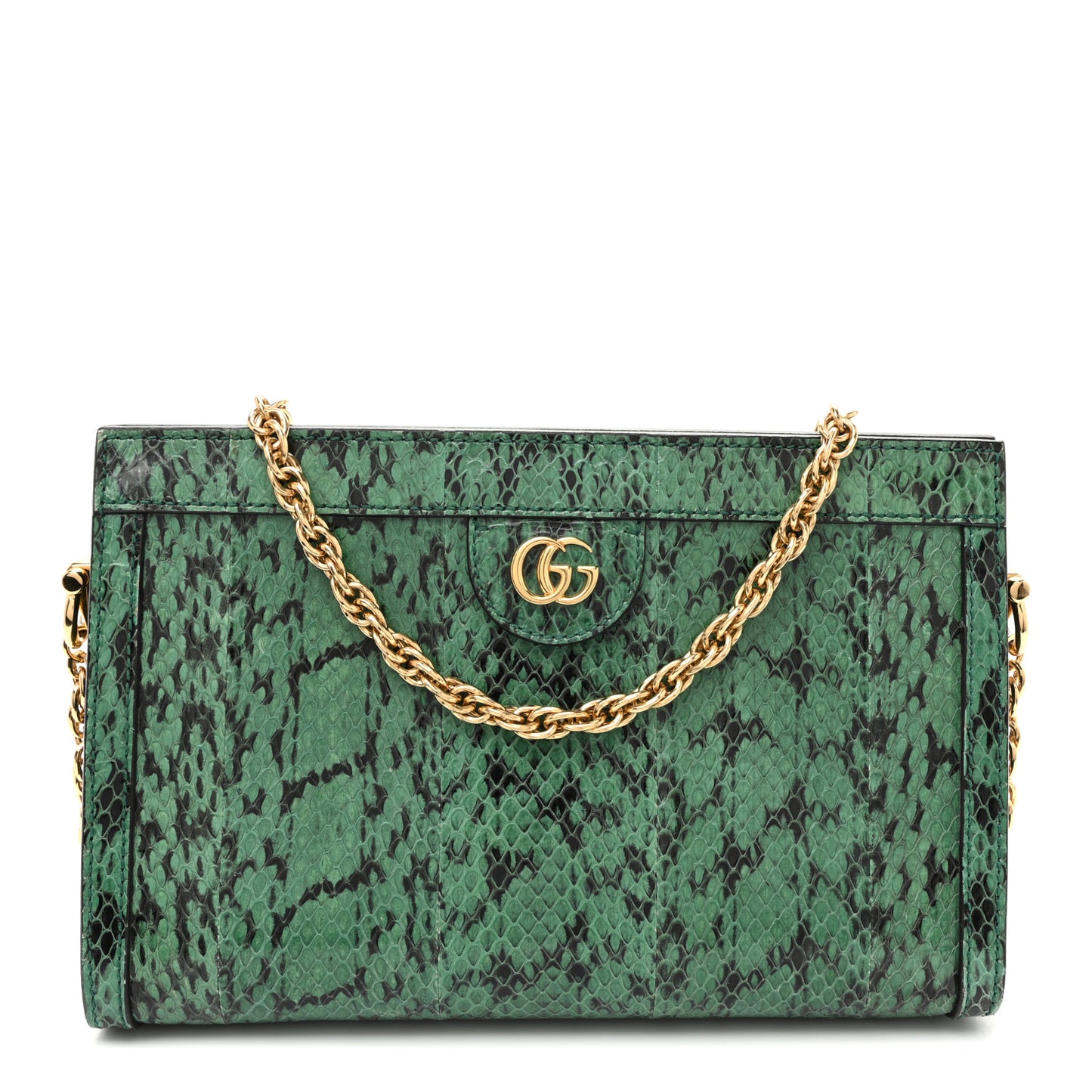 Snakeskin GG Small Ophidia Chain Shoulder Bag Green